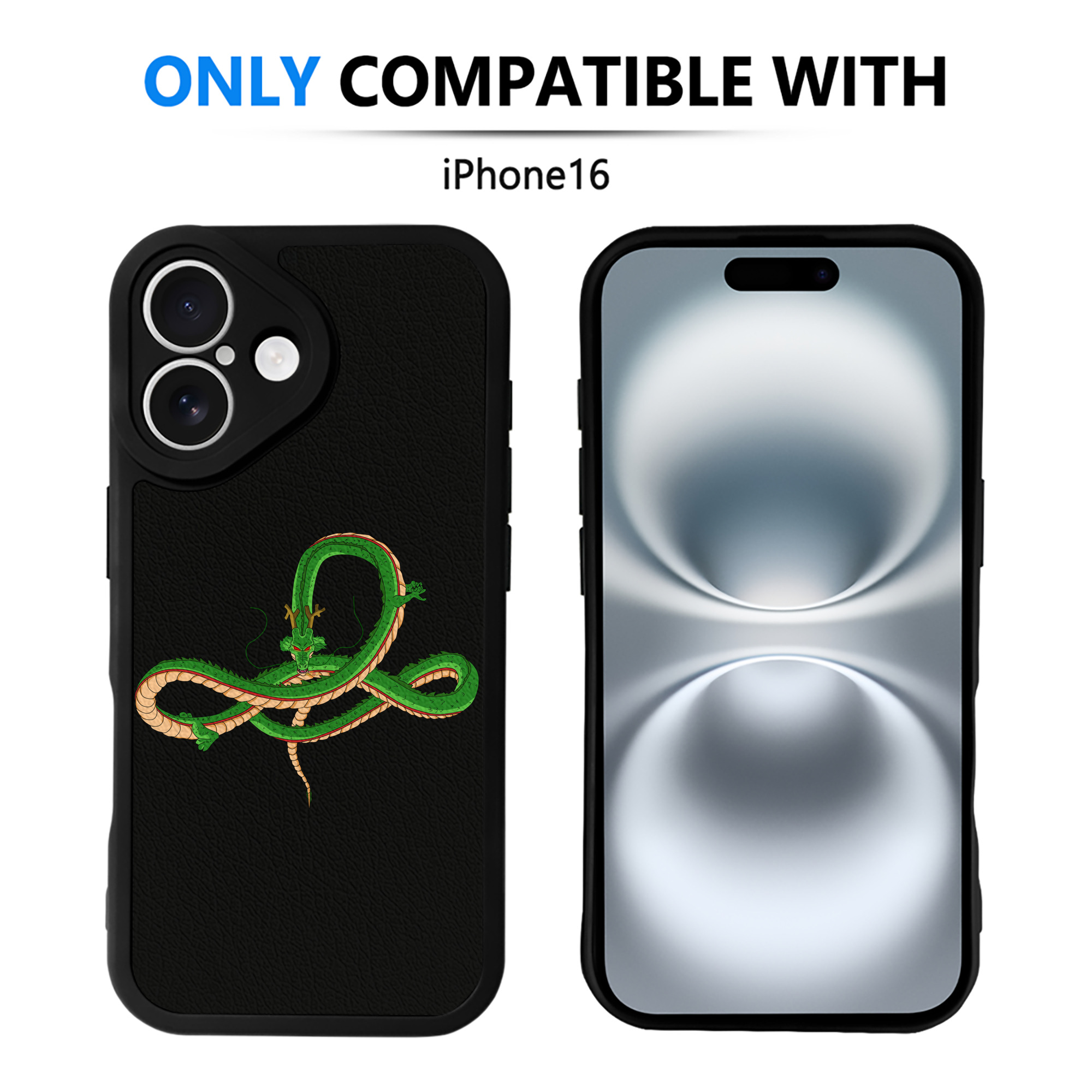 （画像用） ドラゴンボール 神龍 シェンロン DRAGON BALL Shenron 【iPhone 16シリーズ対応】シリコンスマホケース（レザー調） 材質：シリコン